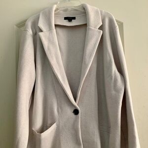 J. Crew Cecile Relaxed Sweater Blazer Size M Heather Dove Oatmeal Gray Like New